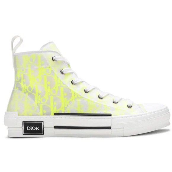 Dior High-Top Sneakers with Neon Yellow Highlights - Picture 1 of 3